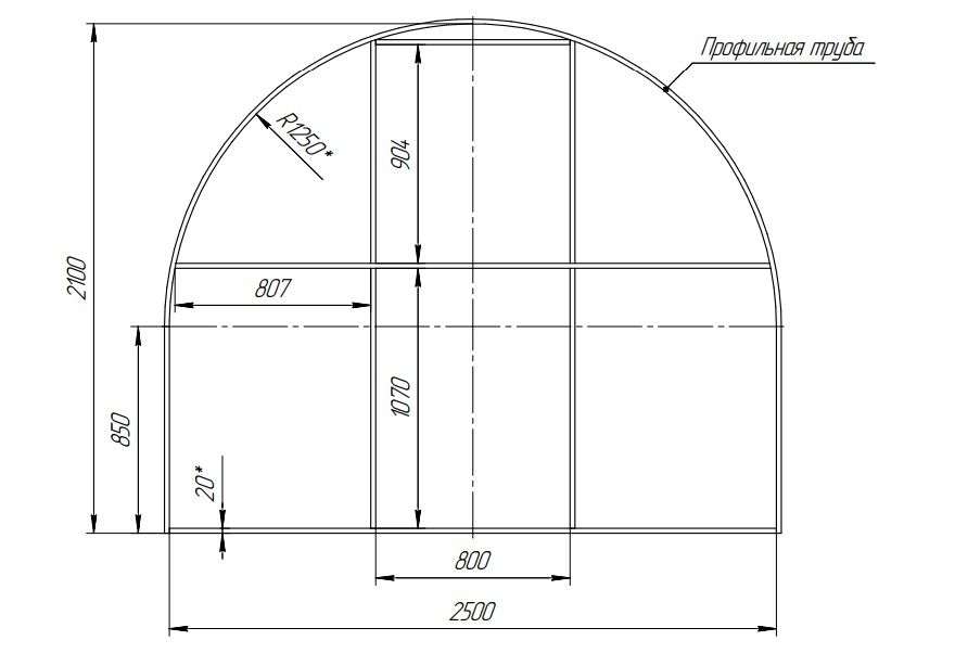 Каркас для теплицы из профильной трубы размеры чертежи